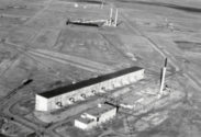 T Plant historical photo in black and white.