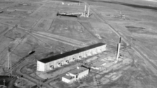 T Plant historical photo in black and white.