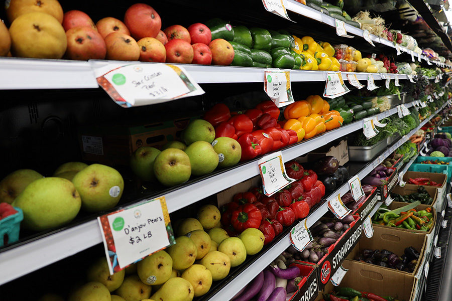 Organic produce on the shelves at the Tri-Cities Food Co-op.