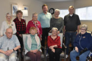 Nine seniors and one staff member posing for a photo.